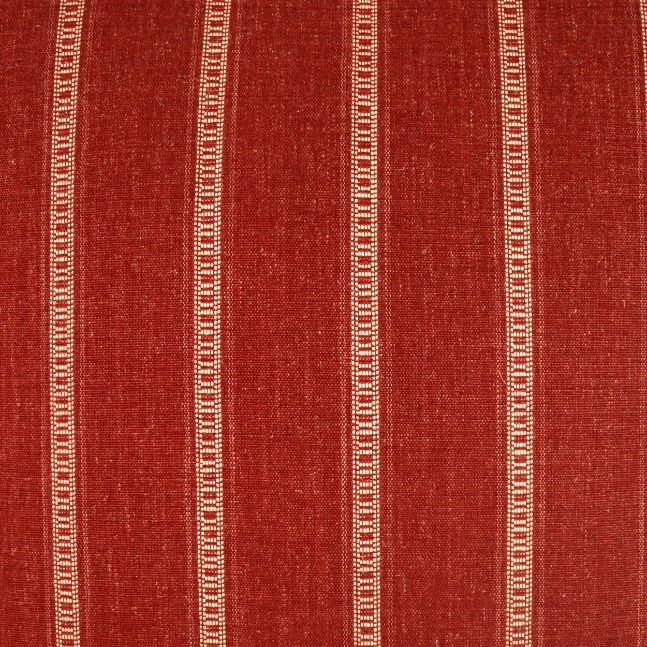 Red fabric with white stripes and a textured pattern