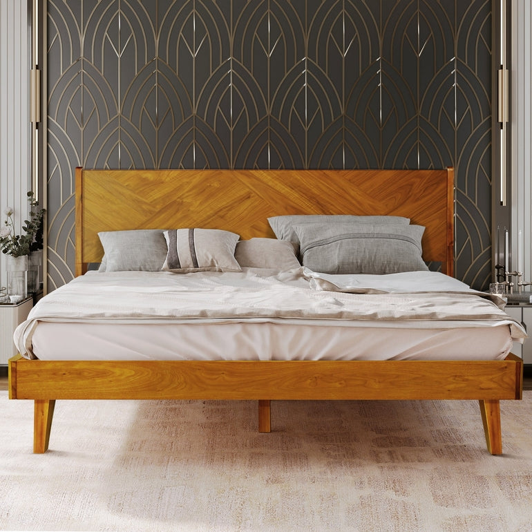 Rorns Gazelle Platform Bed Frame With Headboard