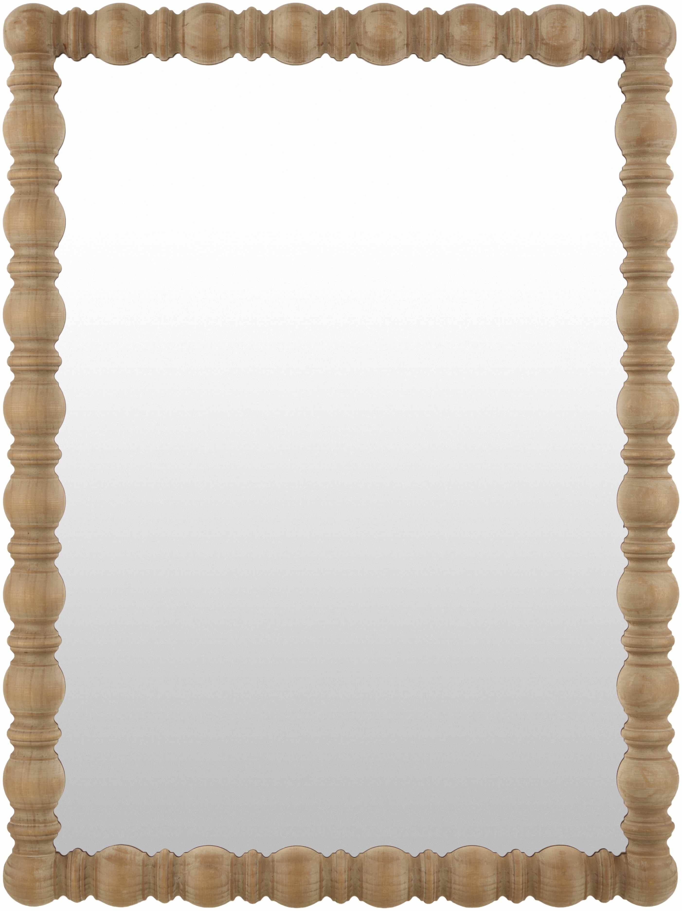 Wooden mirror frame with a white background
