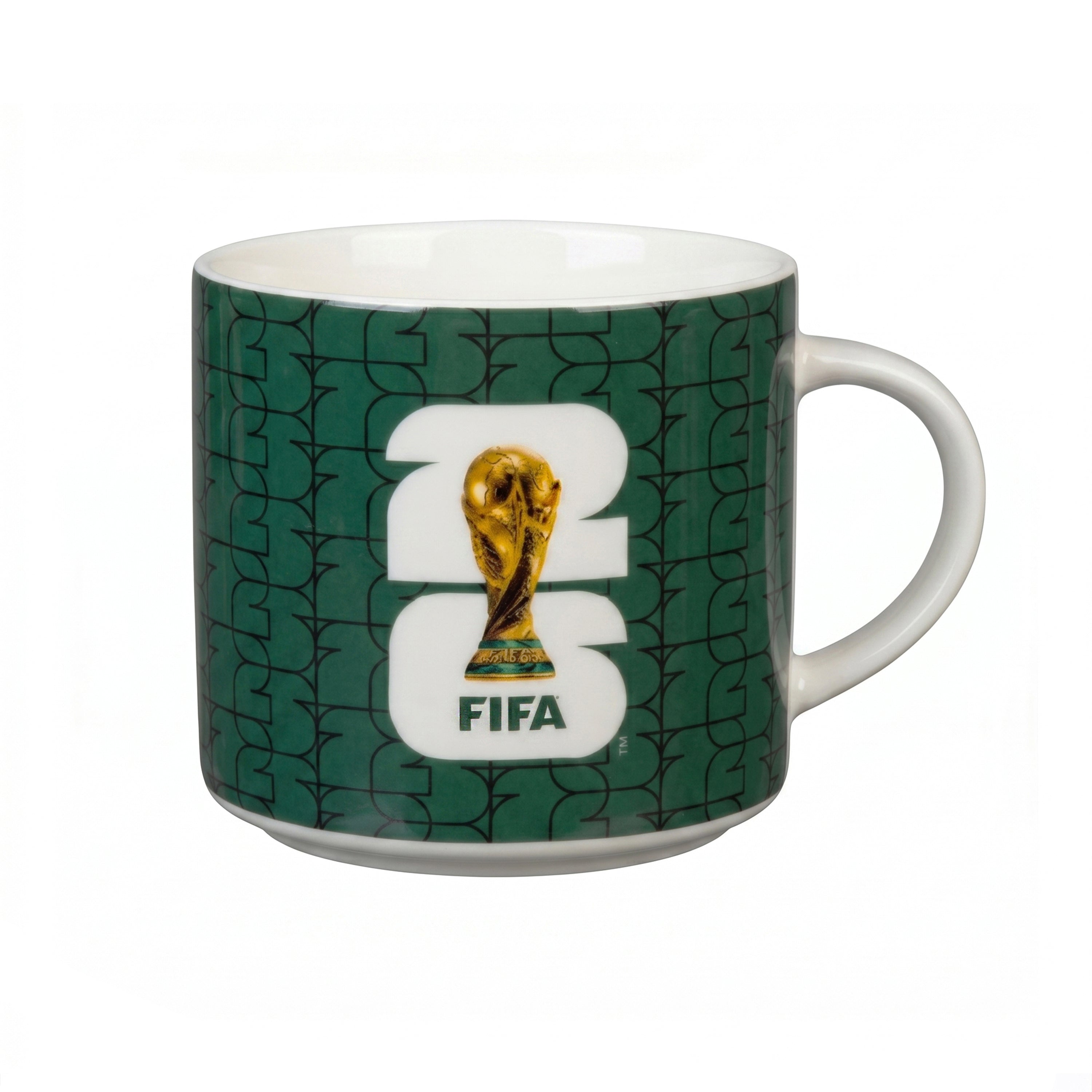 Mug with FIFA World Cup 2026 logo on a green background