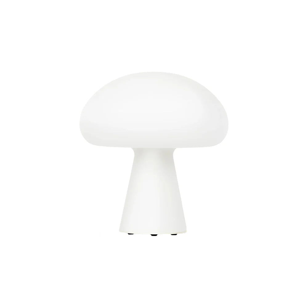 White mushroom-shaped lamp on a white background