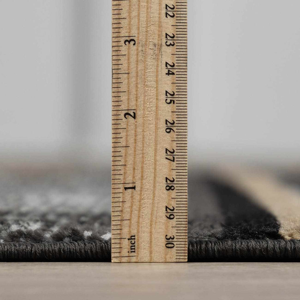 Wooden ruler with measurement scale on a blurred background