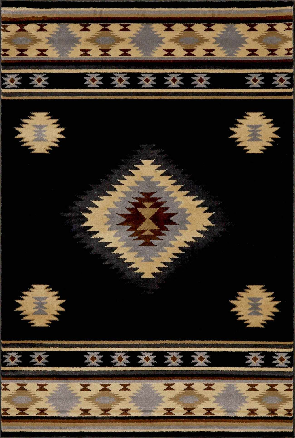 Rug with geometric pattern on a black background
