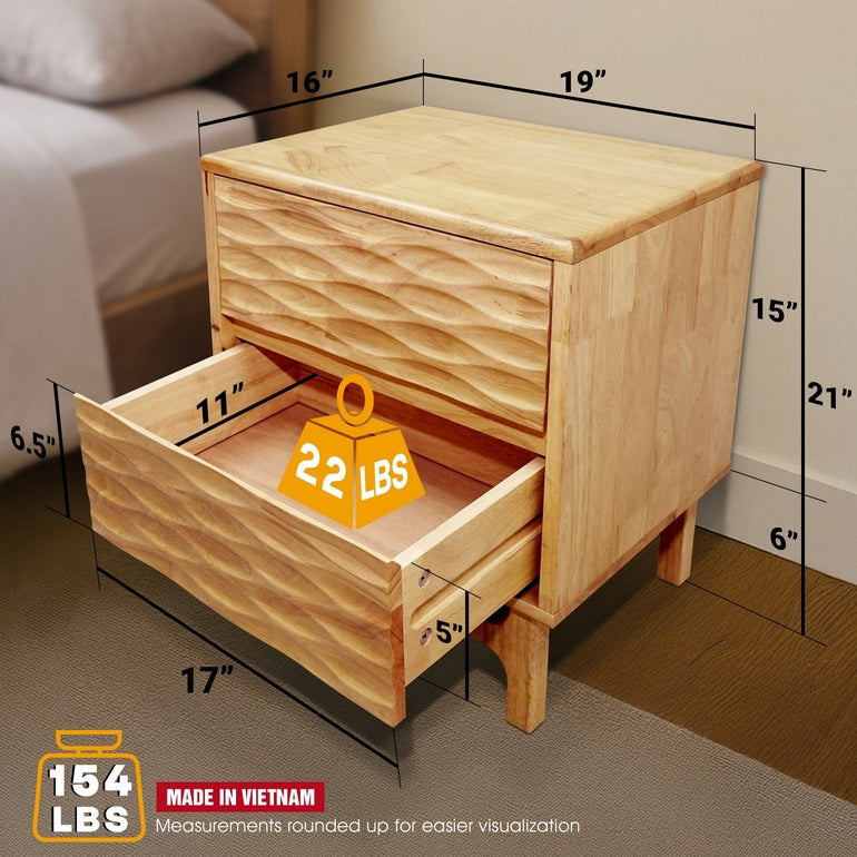 Elara Nightstand with 2 Drawers