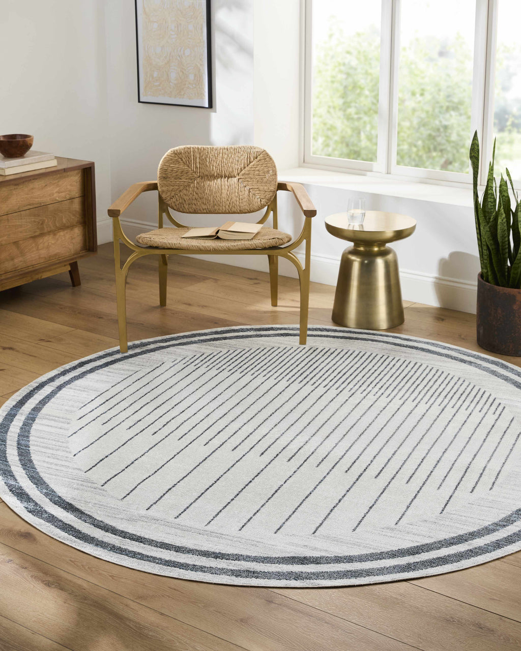 Tapis Thad lavable gris moyen