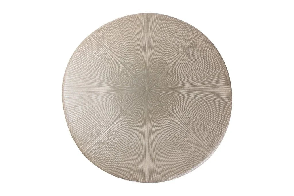 Round textured beige tabletop on a white background