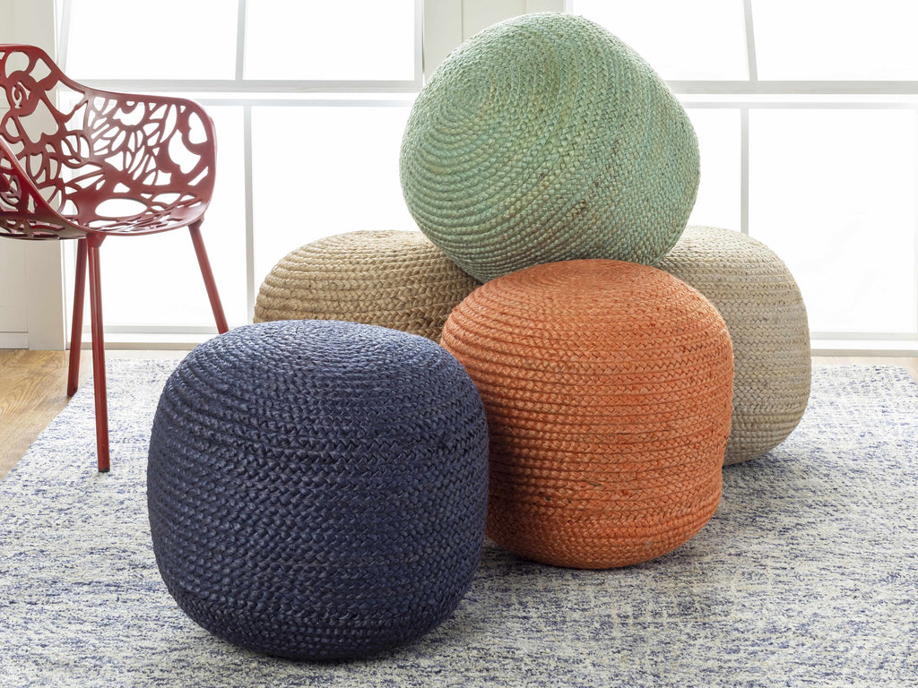 Pouf en jute tricoté Jenkinjones Aqua