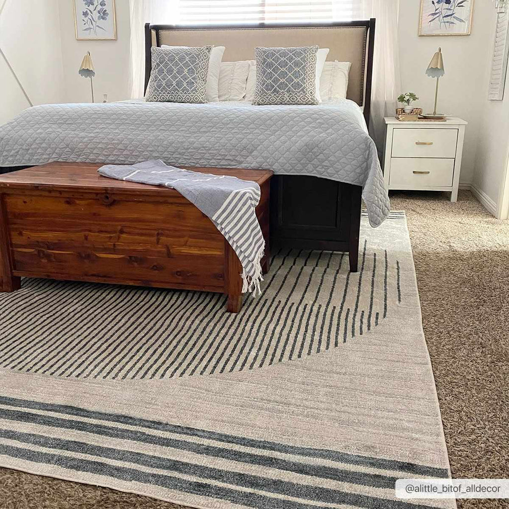 Tapis Thad lavable gris moyen
