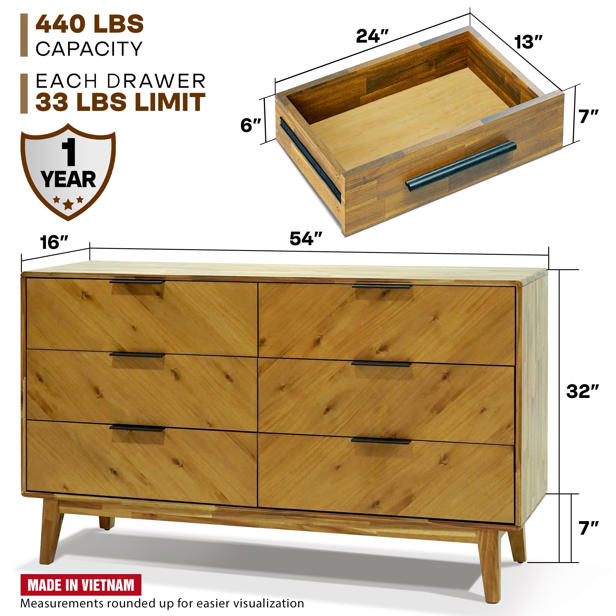 Megsu Veyron 6 Drawers Dresser