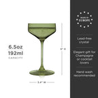 Réserver des verres à pied Nouveau Crystal Coupe de couleur sauge, lot de 2