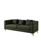 Dark green sofa with gold legs on a white background