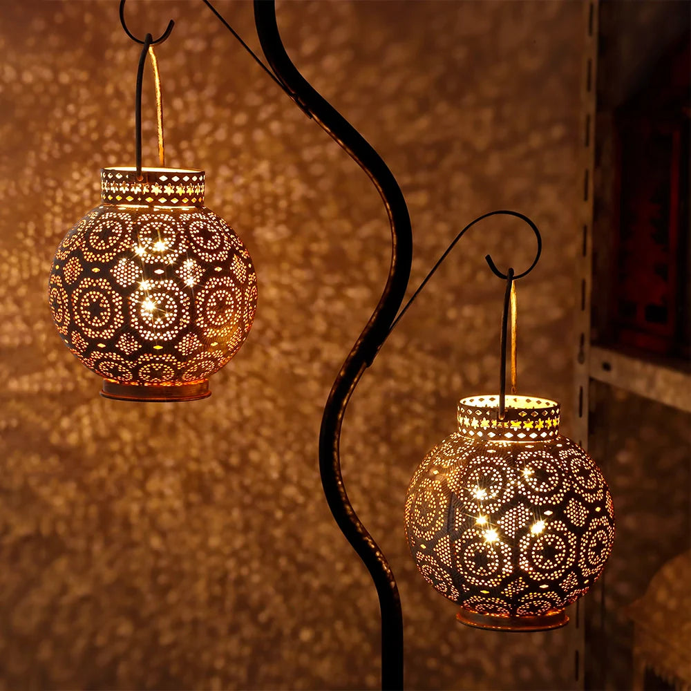 Moroccan Style Metal Table Lamp - White (Set of 2)