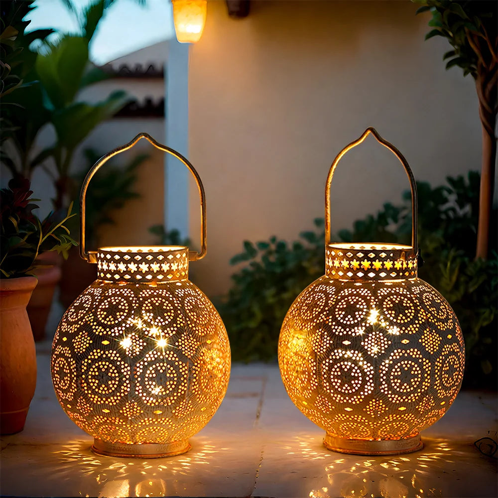 Moroccan Style Metal Table Lamp - White (Set of 2)