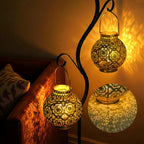 Decorative lanterns casting a warm glow in a room with text 'Bringing you a peaceful and cozy night'.