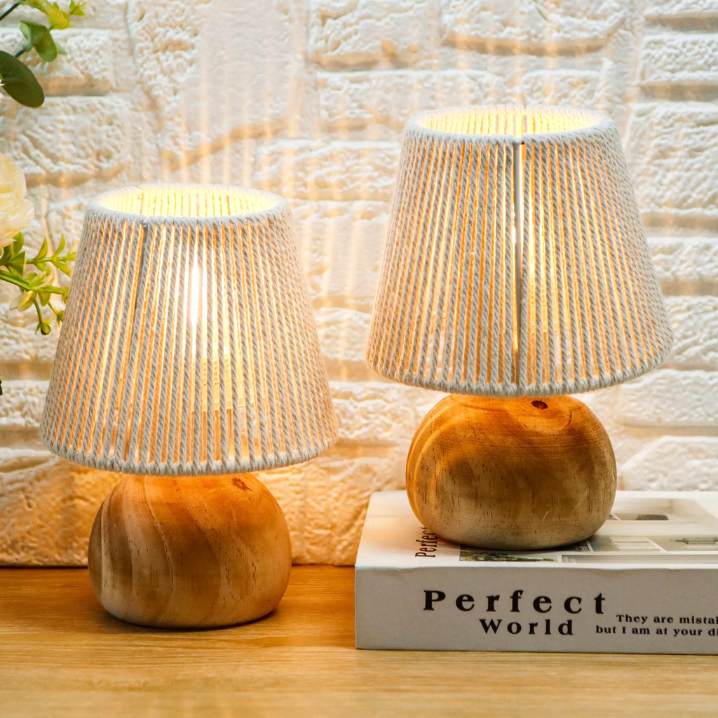 Woven Cotton Rope Table Lamp 8" (Set of 2)