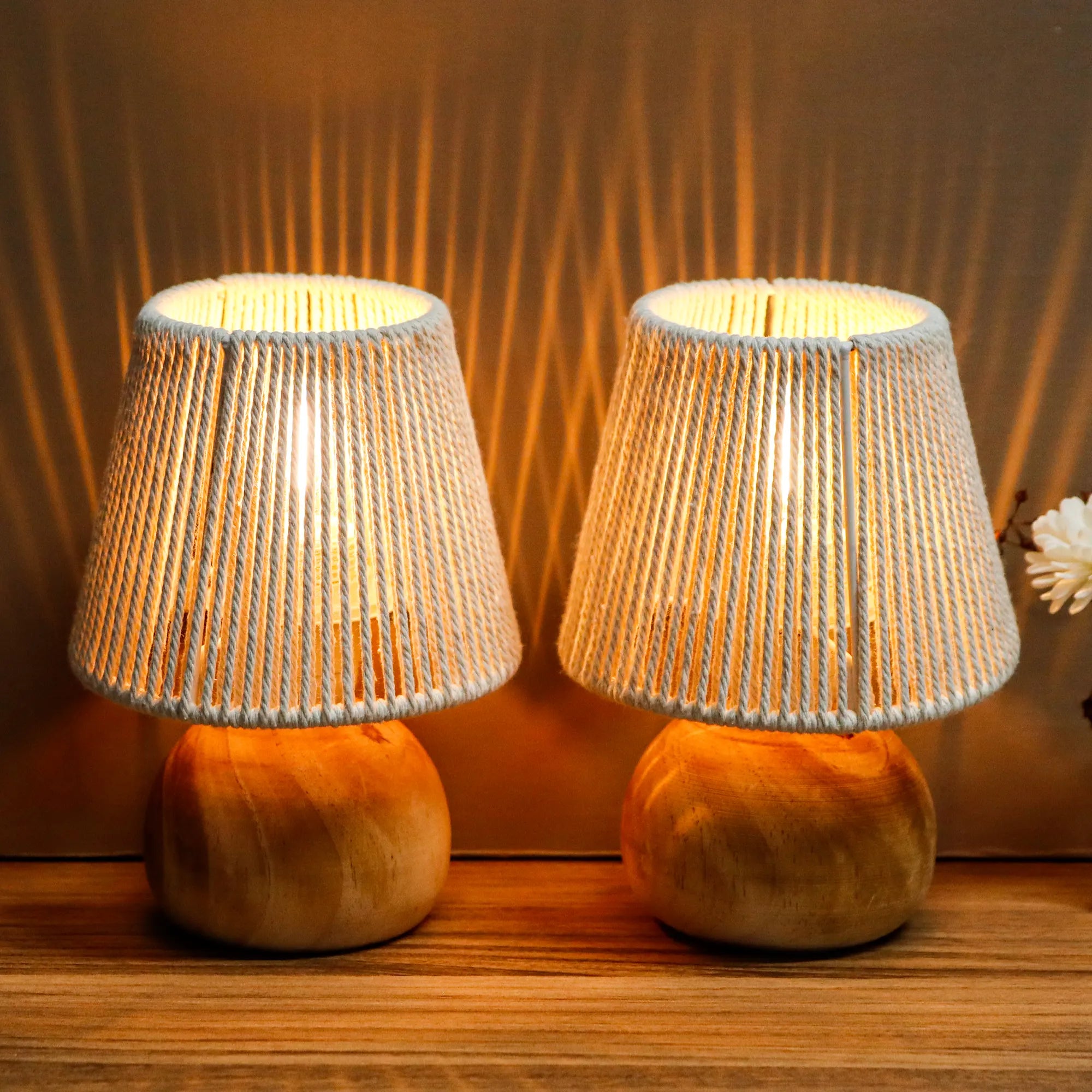 Woven Cotton Rope Table Lamp 8" (Set of 2)