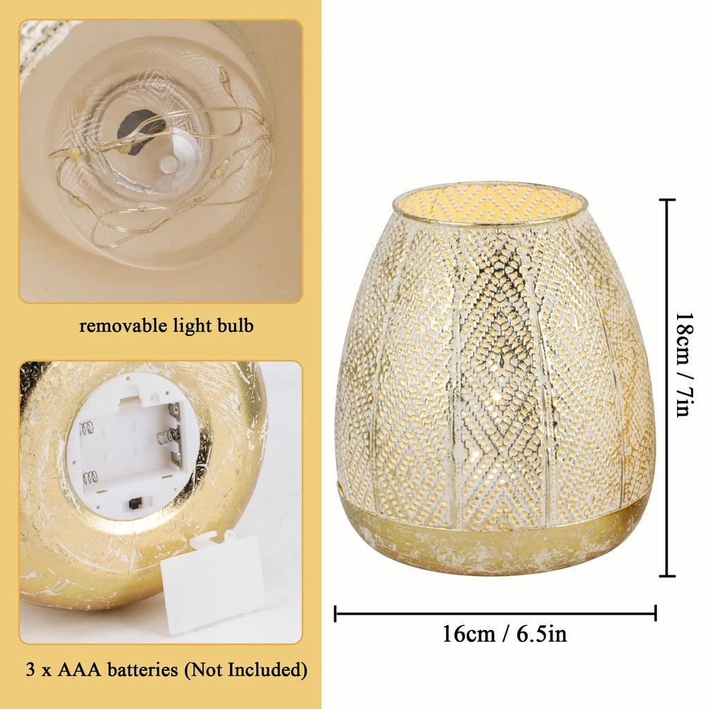High Battery Powered Metal Decorative Table Lamps with Fairy Lights Bulb 7" (Set of 2)