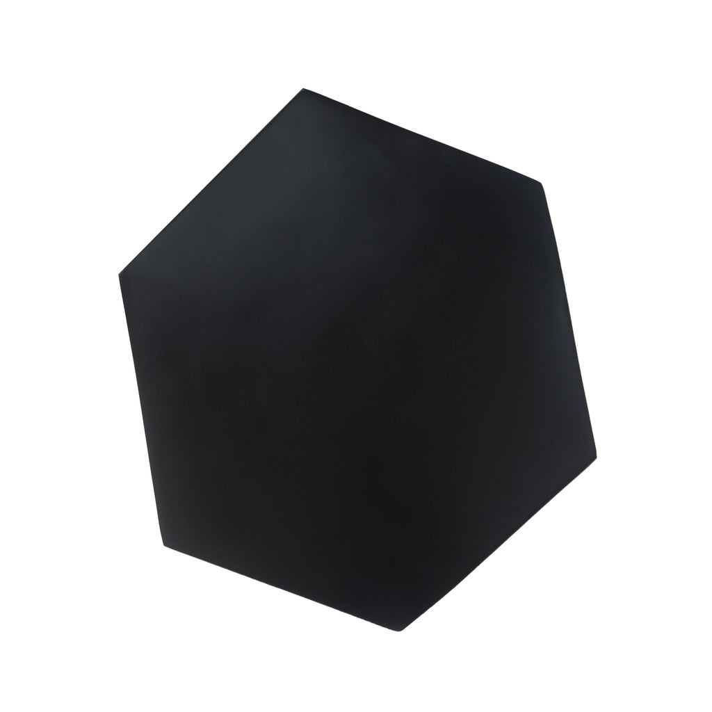 Black geometric tabletop on a white background