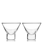Lot de 2 verres à martini sans pied en cristal à base épaisse Raye