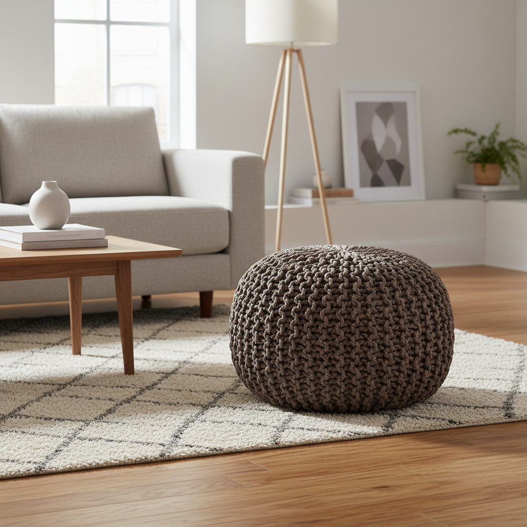 Hauenstein Knitted Jute Pouf