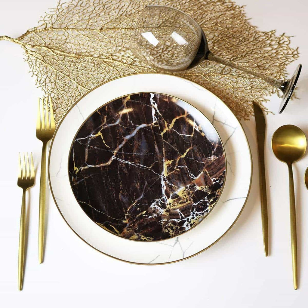 Black Marble Accent Salad Plate - Set of 4