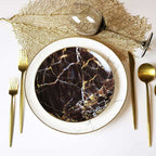 Black Marble Accent Salad Plate - Set of 4