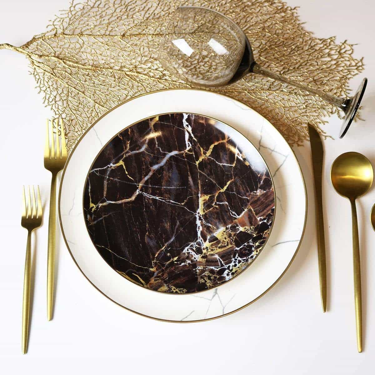 Black Marble Accent Salad Plate - Set of 4