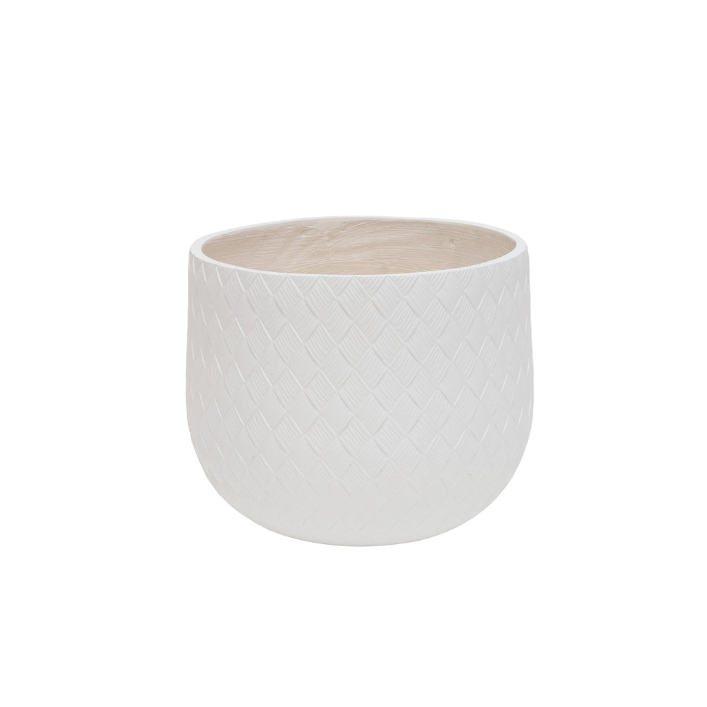 White textured plant pot on a white background