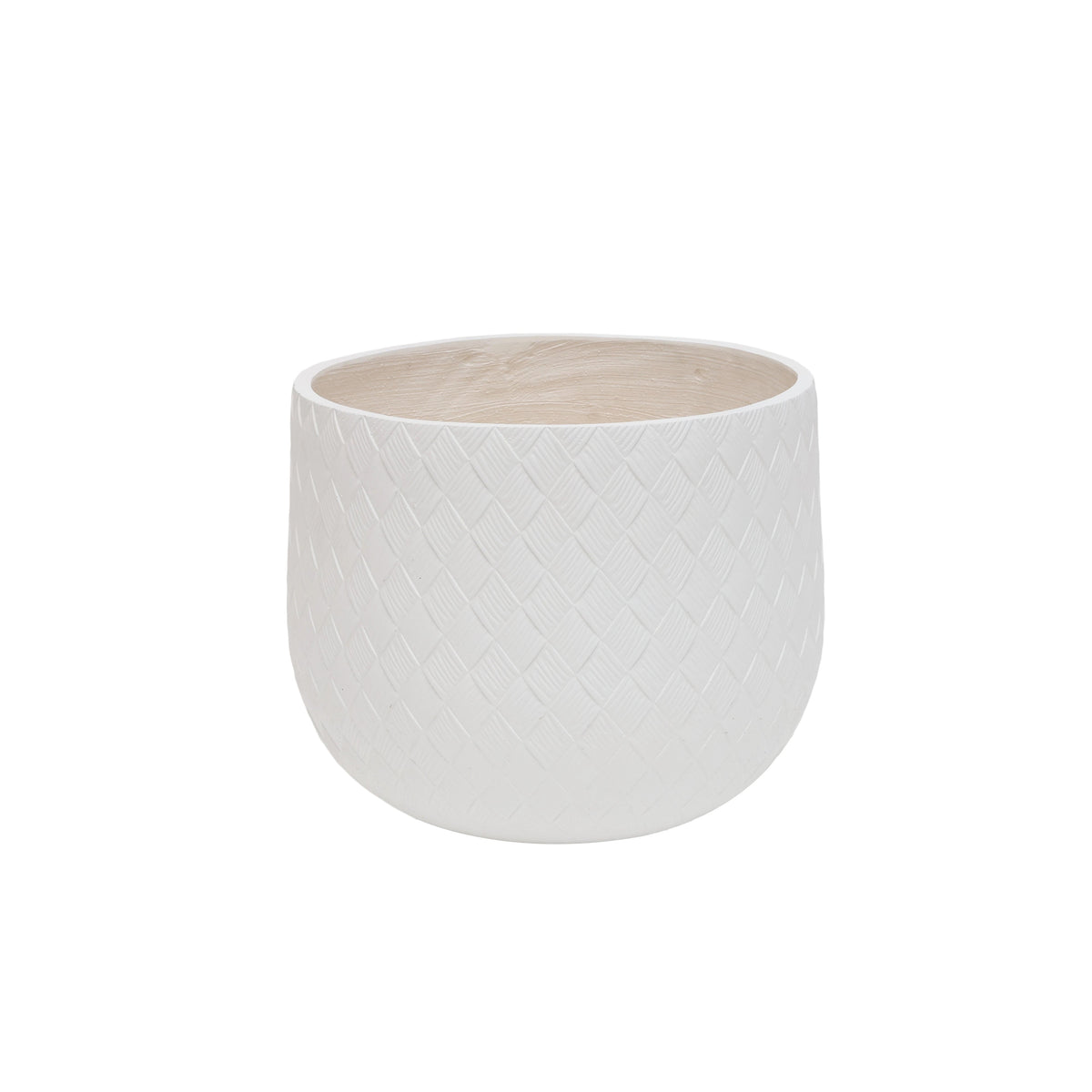 White textured plant pot on a white background