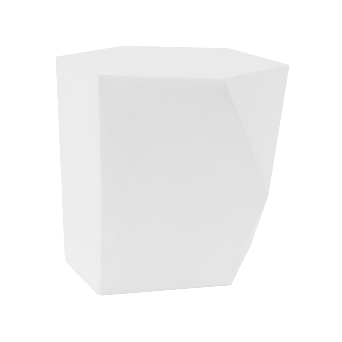 White polygon-shaped table on a white background