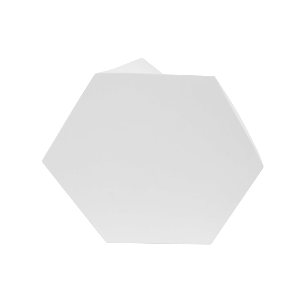Hexagonal white tabletop on a white background