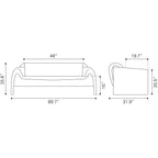 Dimensions of a piece of furniture with measurements in inches.