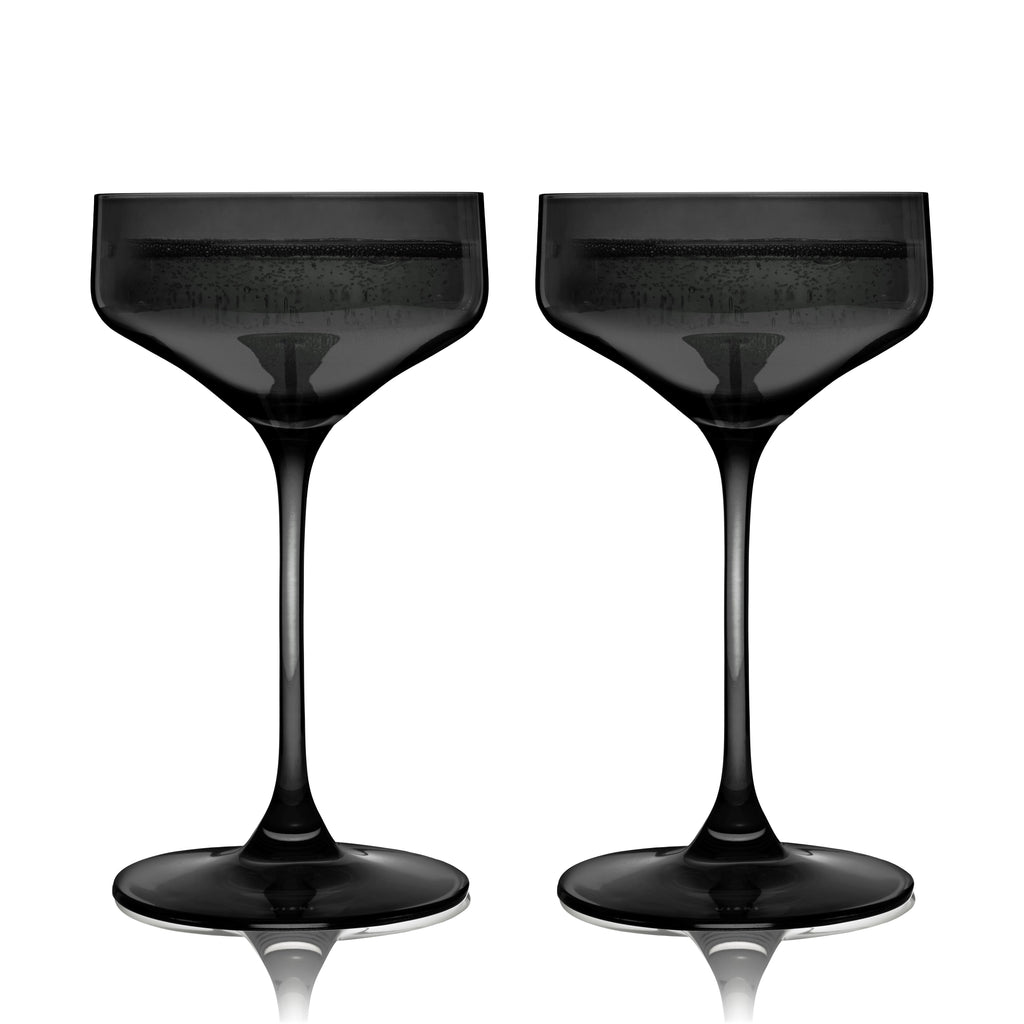 Reserve Nouveau Crystal Coupe Glasses in Smoke Set of 2