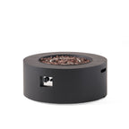Round black fire pit on a white background