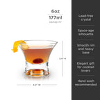 Lot de 2 verres à cocktail sans pied en cristal lourd Raye