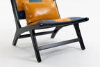 Modern chair with orange cushion on a white background