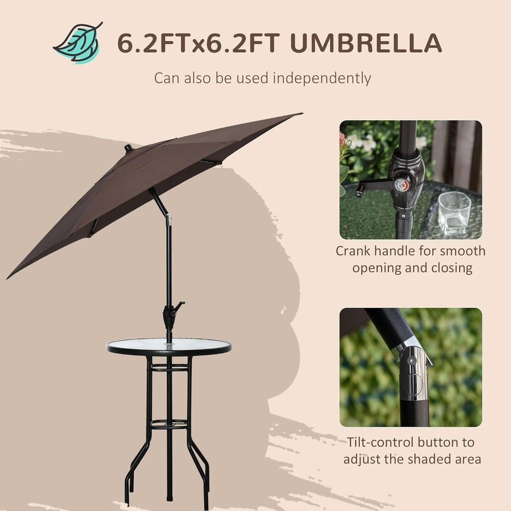 6.2ft x 6.2ft umbrella with crank handle and tilt control on a beige background