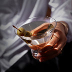 Lot de 2 verres à martini sans pied en cristal à base épaisse Raye