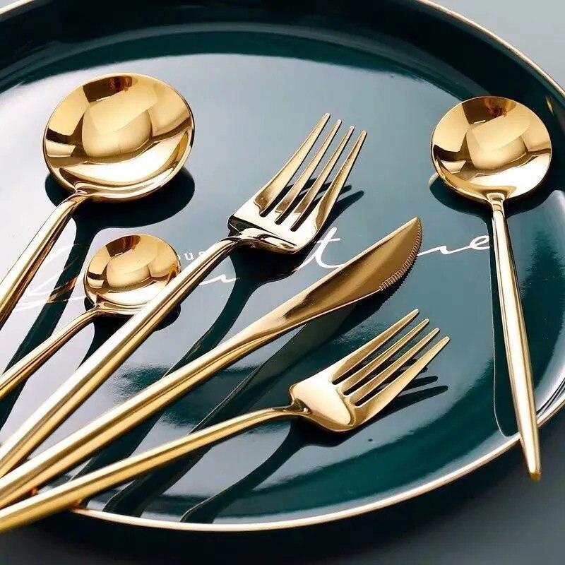 Golden flatware set