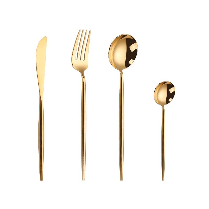 Golden flatware set