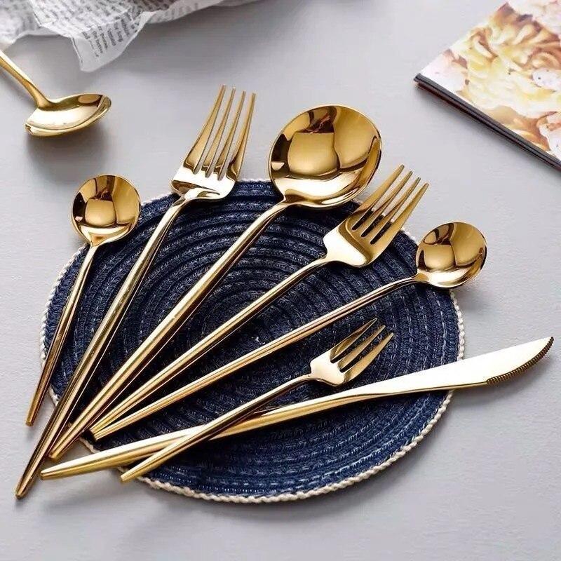 Golden flatware set