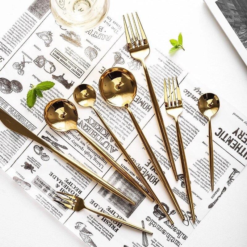 Golden flatware set