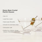 Lot de 2 verres à martini sans pied en cristal à base épaisse Raye
