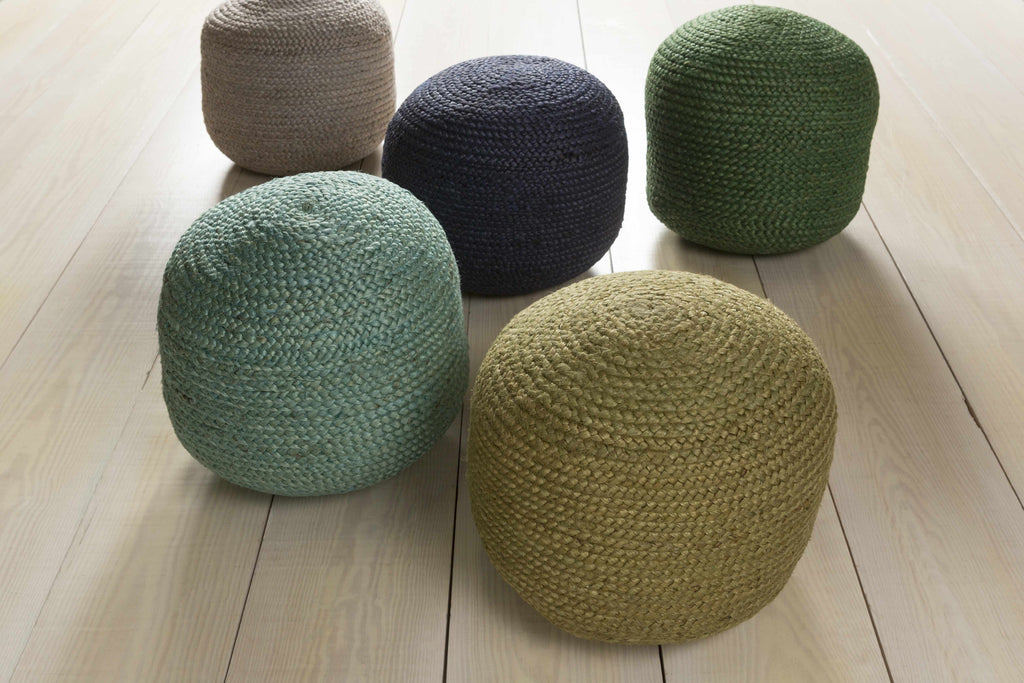 Pouf en jute tricoté Jenkinjones Aqua