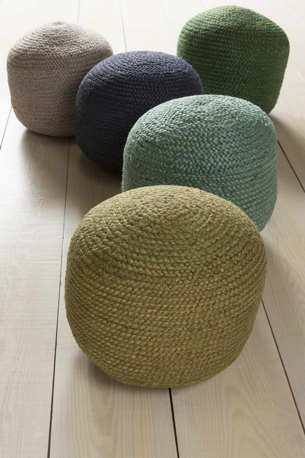 Pouf en jute tricoté Jenkinjones Aqua