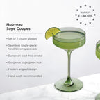 Réserver des verres à pied Nouveau Crystal Coupe de couleur sauge, lot de 2