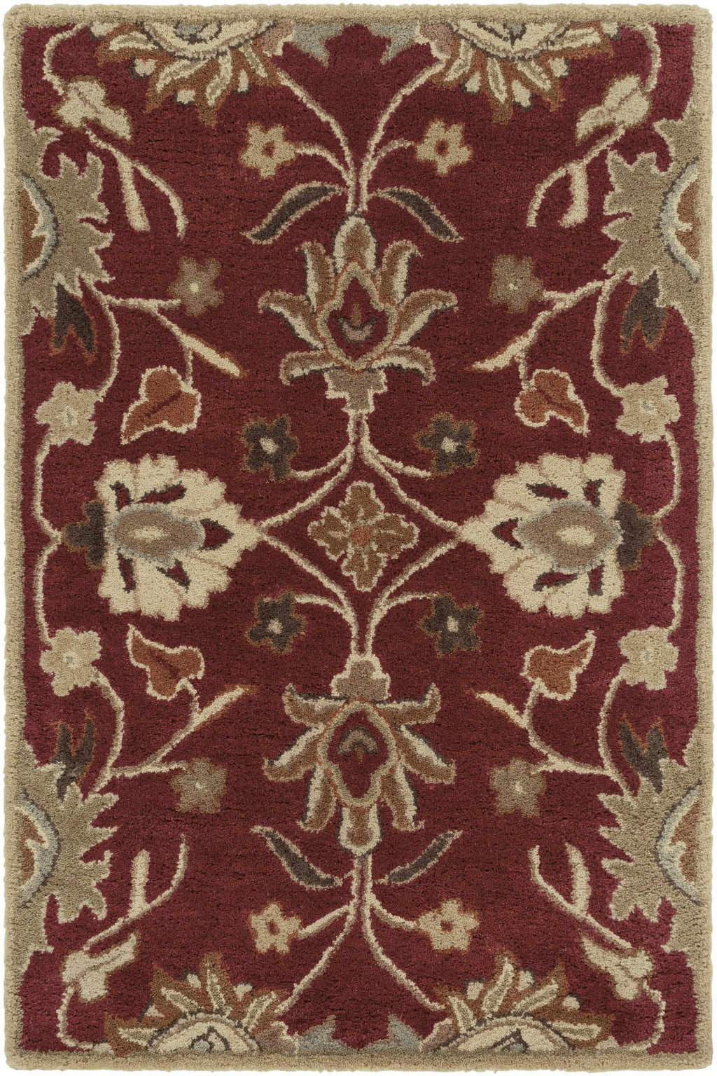 Decorative red rug with intricate floral patterns