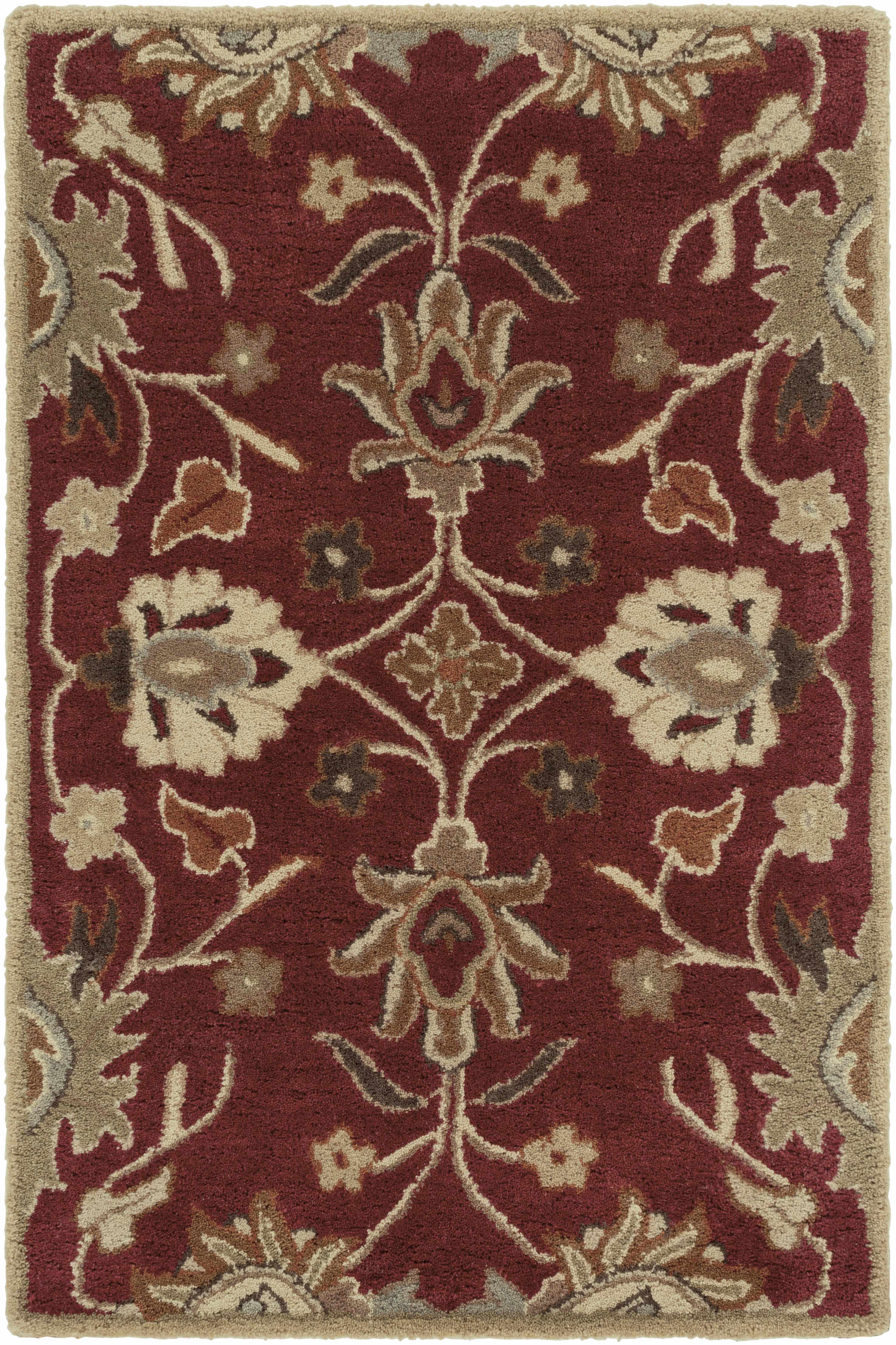 Decorative red rug with intricate floral patterns