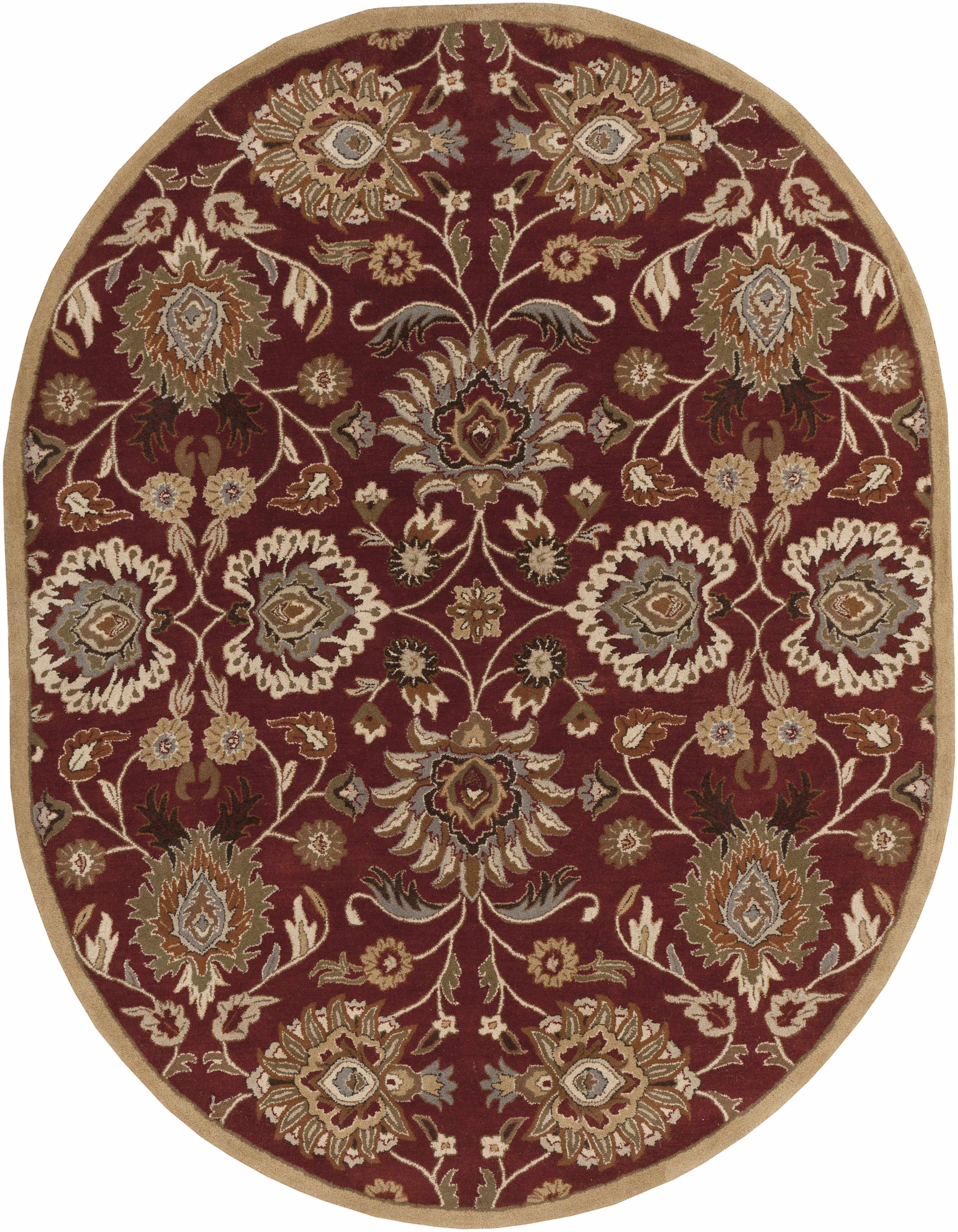 Round rug with intricate floral pattern on a white background