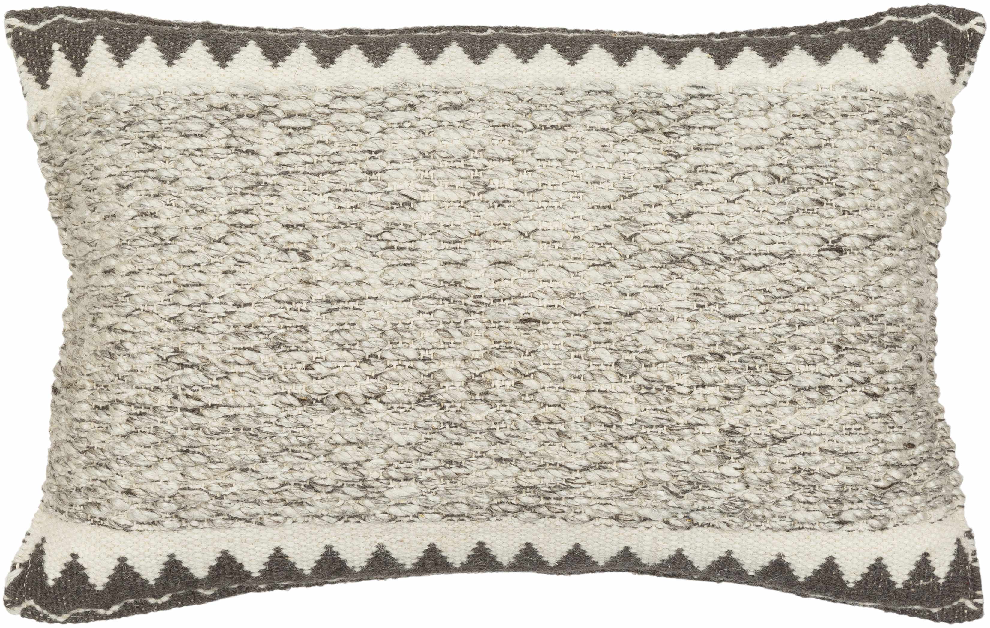 Textured rectangular pillow with a zigzag pattern on a white background